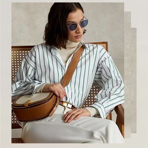 POLO Ralph Lauren - Striped Blouson-Sleeve Cotton Shirt